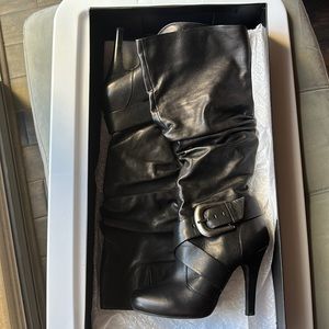 INC Size 9 black leather knee high boots
